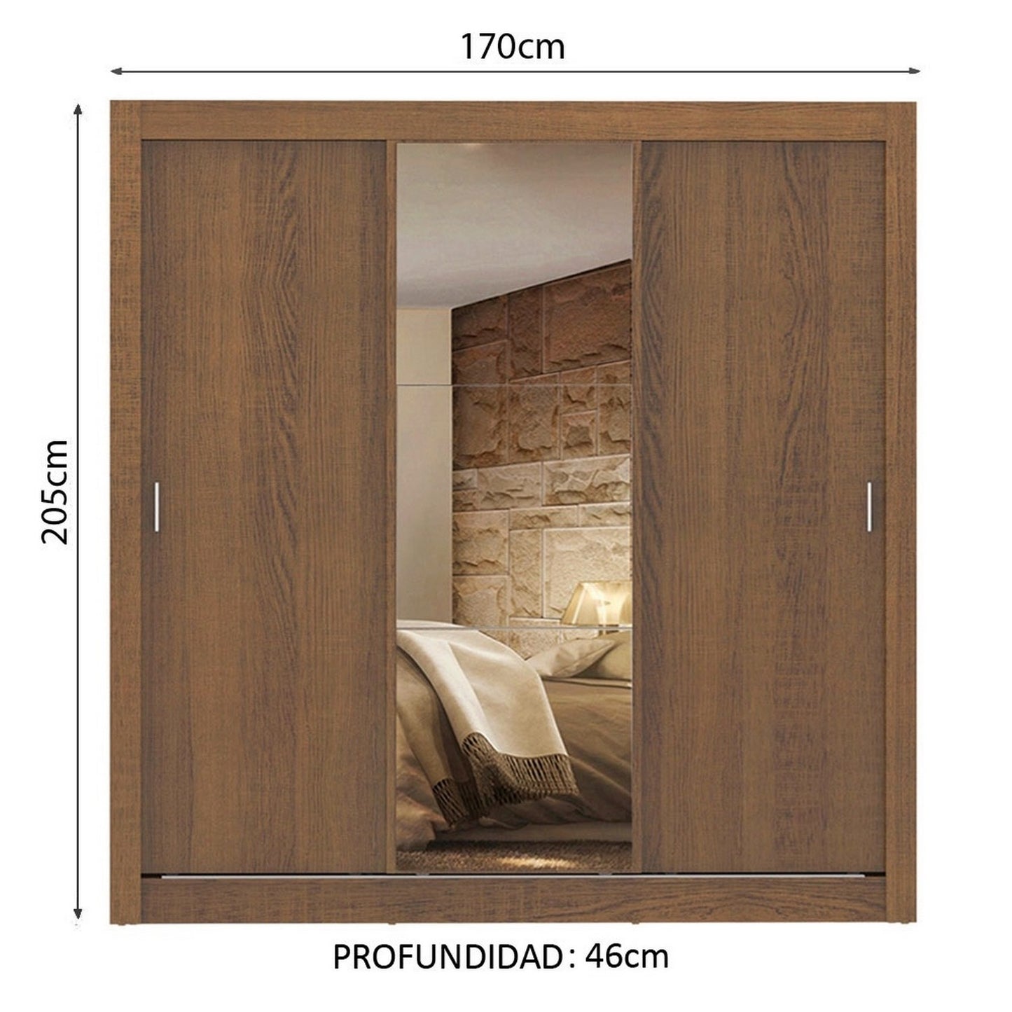 ROPERO 3P 2C ESPEJO ROMA RUSTIC