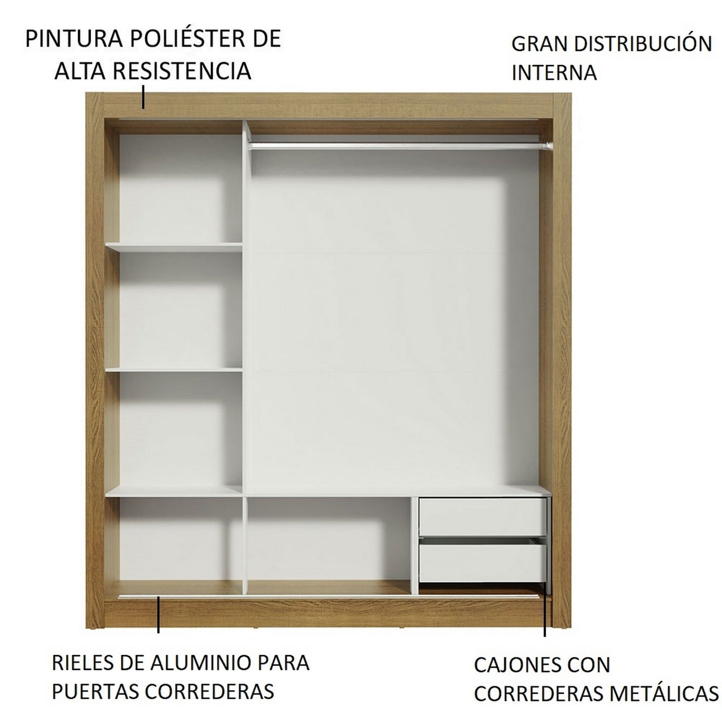 ROPERO 3P 2C ESPEJO ROMA RUSTIC